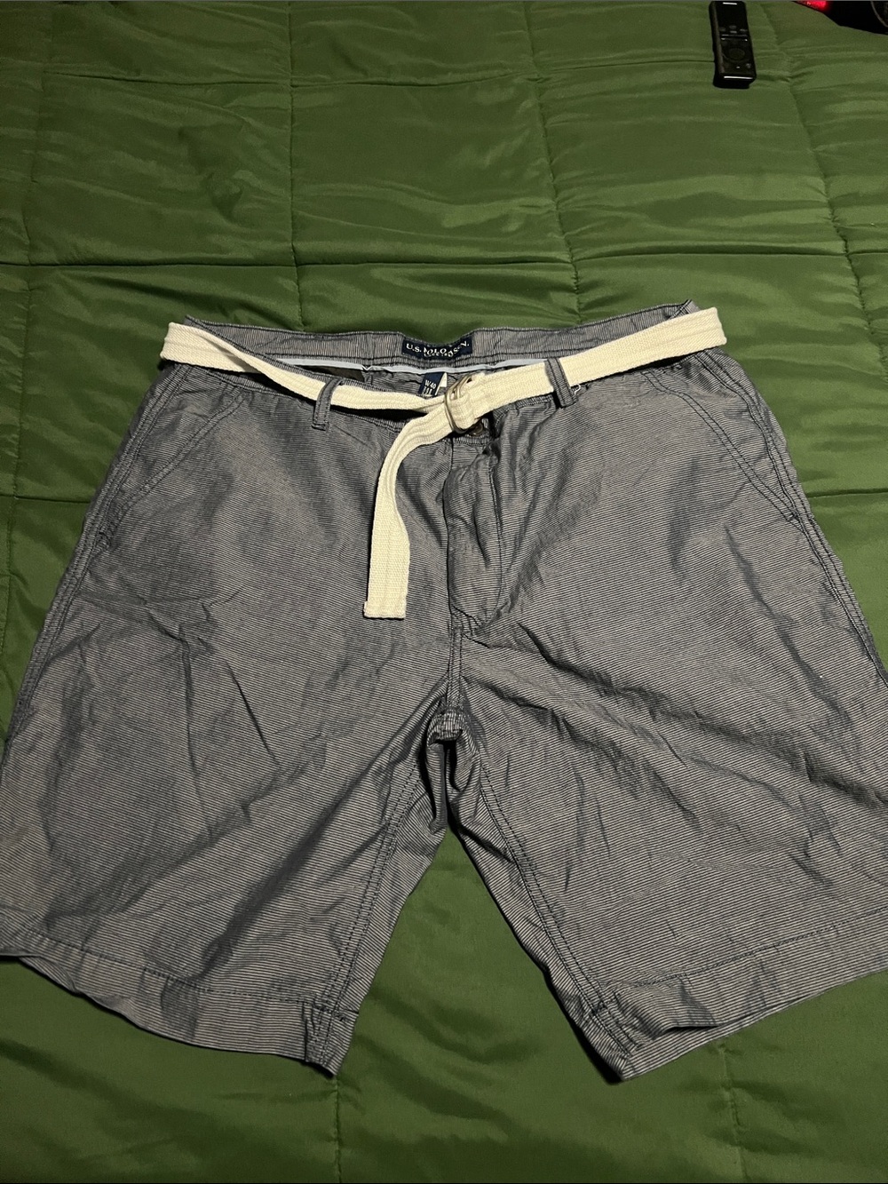 U.S. Polo Assn. Men's Belted Fine-Stripe Chino Shorts